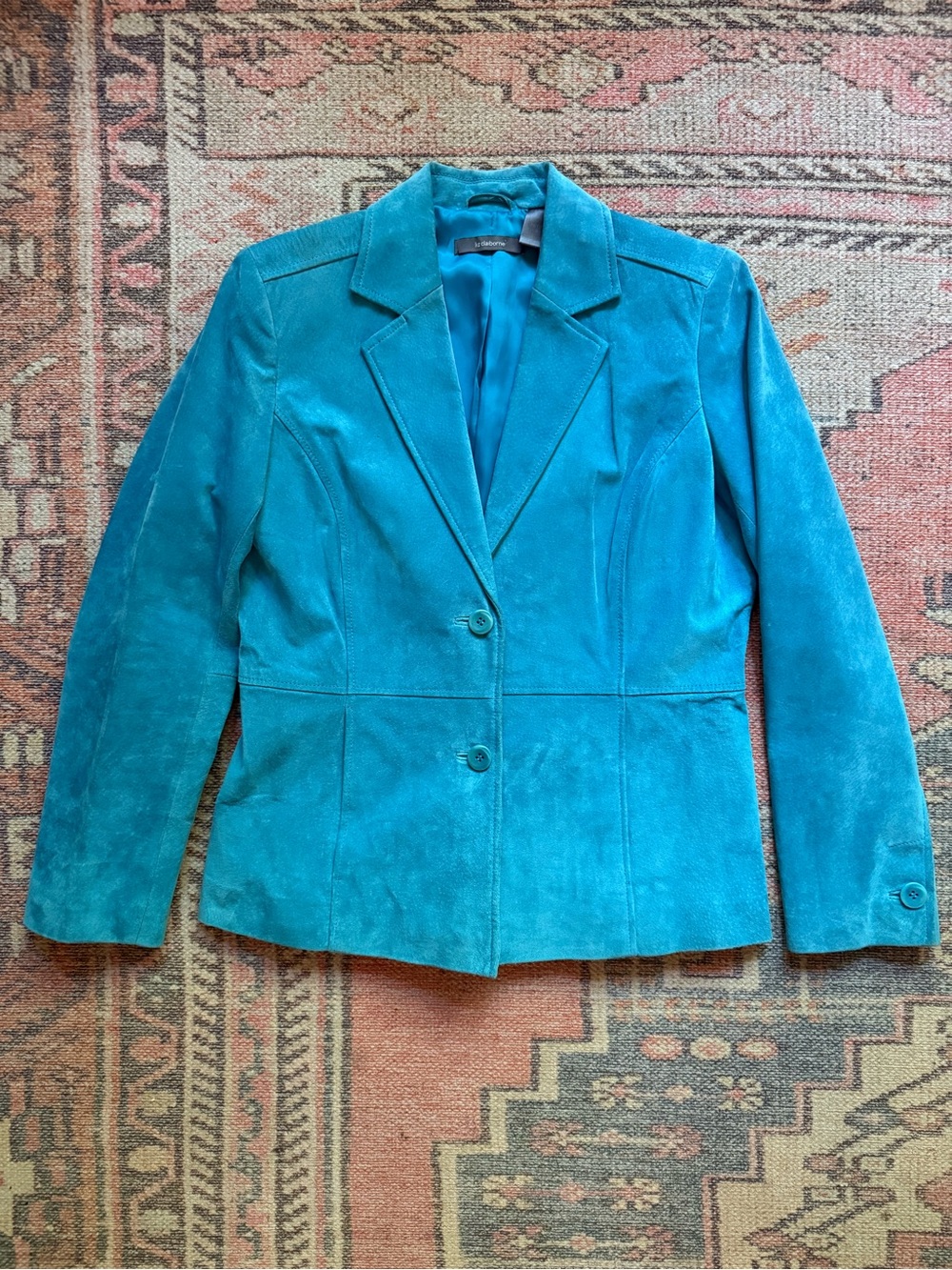 Women's Vintage Turquoise Suede Blazer Jacket